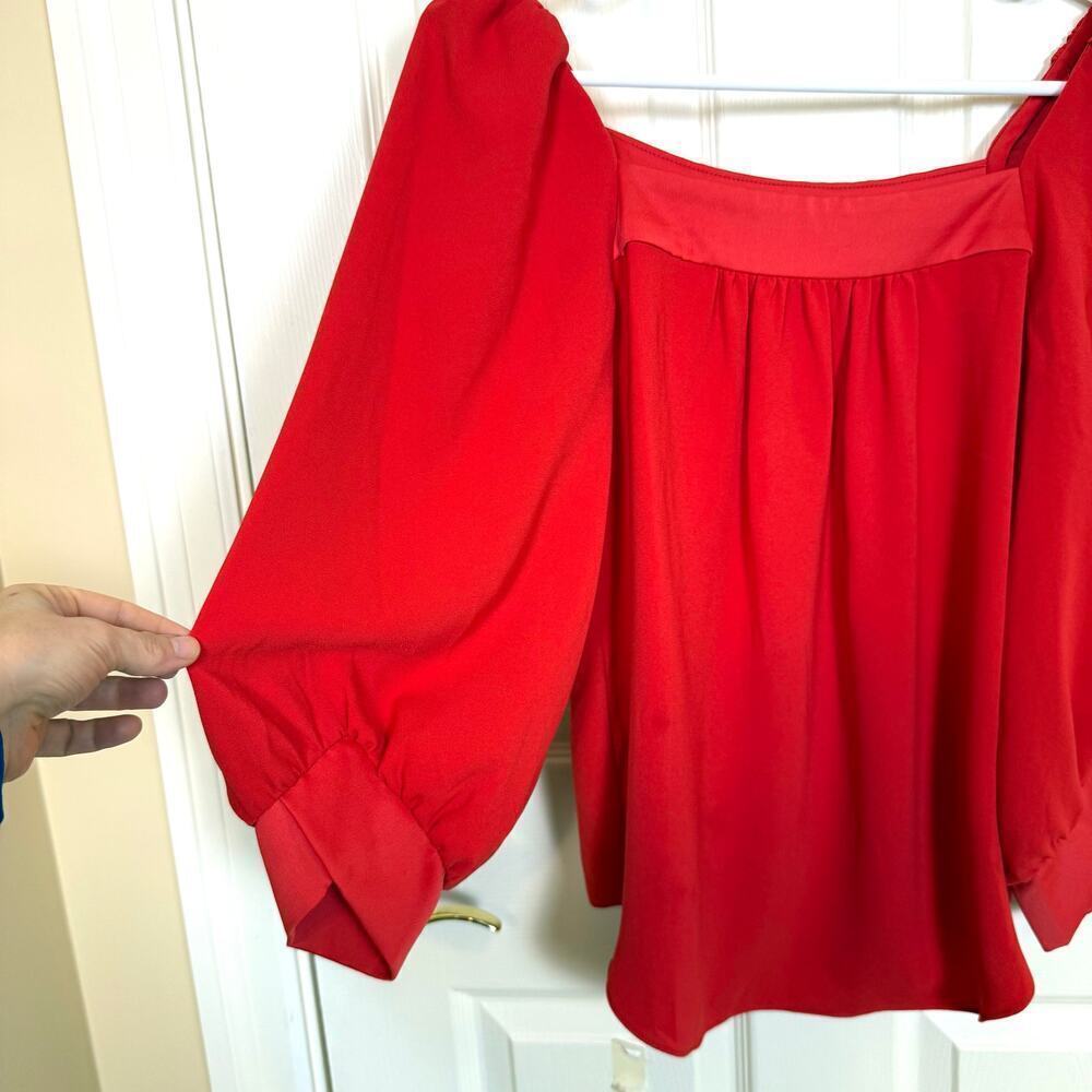 Trina Turk Chihiro Top Size Small Flowy Red Crepe Bold Colorful - Picture 6 of 8